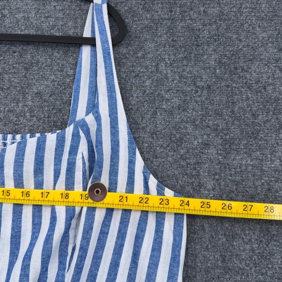 Old Navy Womens 3X Blue White Striped Linen Blend Dress Costal - Picture 8 of 8